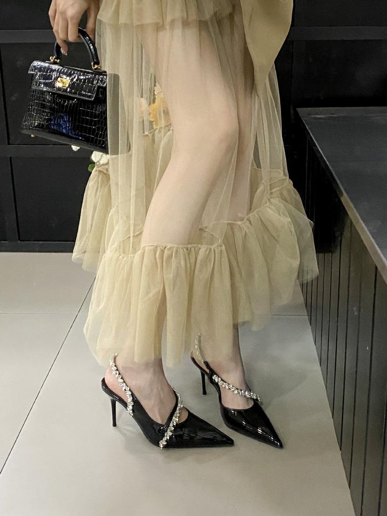 Women'S Shoes Spring Pointed Toe Thin Heel High Heel Elegant French Style Fashion Sexybeautiful Closed Toeback Strap