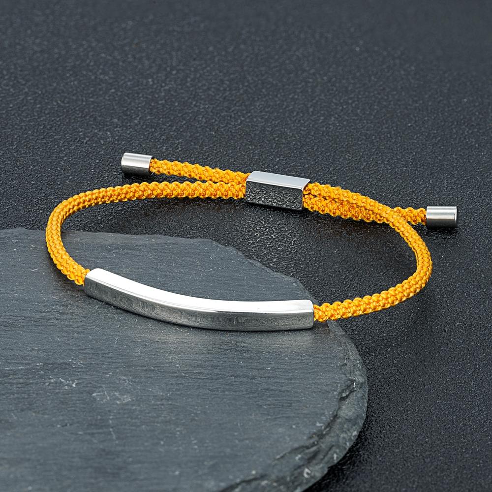 Men Women Punk SOS Custom Engrave Text Adjustable Thin Rope Bracelet customize Stainless Steel ID Bracelet