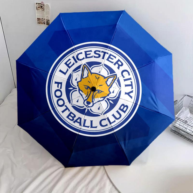 Leicester City Football Club Pattern, Automatic Folding Umbrella, Portable and Foldable Design, 8 Ribs, a Christmas or Birthday Gift.