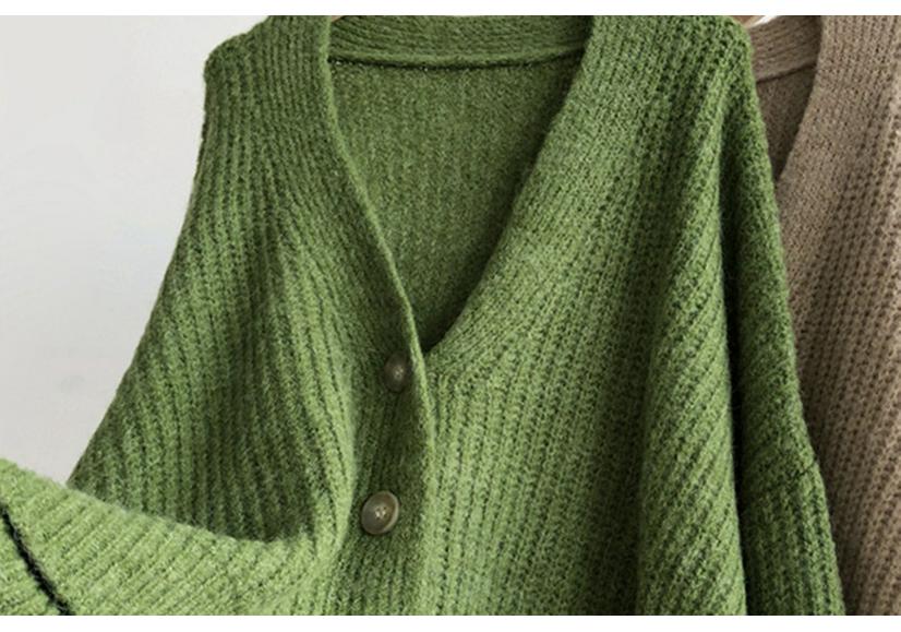 Women's Retro V-Neck Knitted Cardigan Sweater Coat - Autumn/Winter 2021 Collection