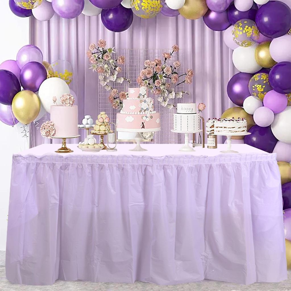 2pcs/pack Plain Disposable Table Skirt, PE Rectangle Tablecloth And Skirt Decoration For Wedding Birthday Party Supplies