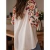 New Loose Long Sleeved Printing Floral Shirts Spring and Summer Casual Blouse Lapel Simple Top Long Sleeve Simple Sweet Office Clothing