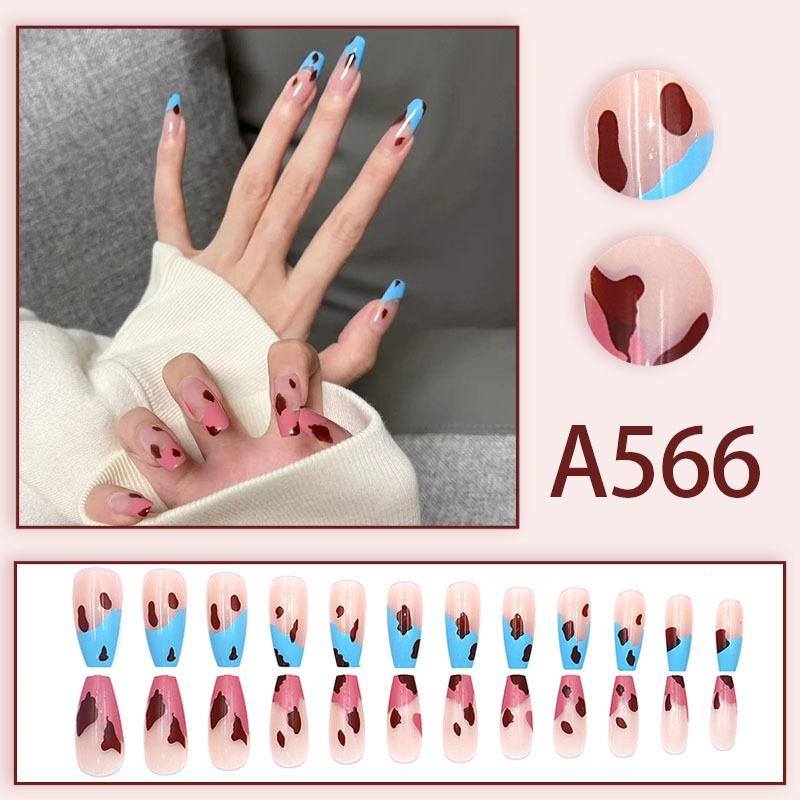 Winter fresh and simple pure lust style bride dance wear nails rainbow love rose fake nails