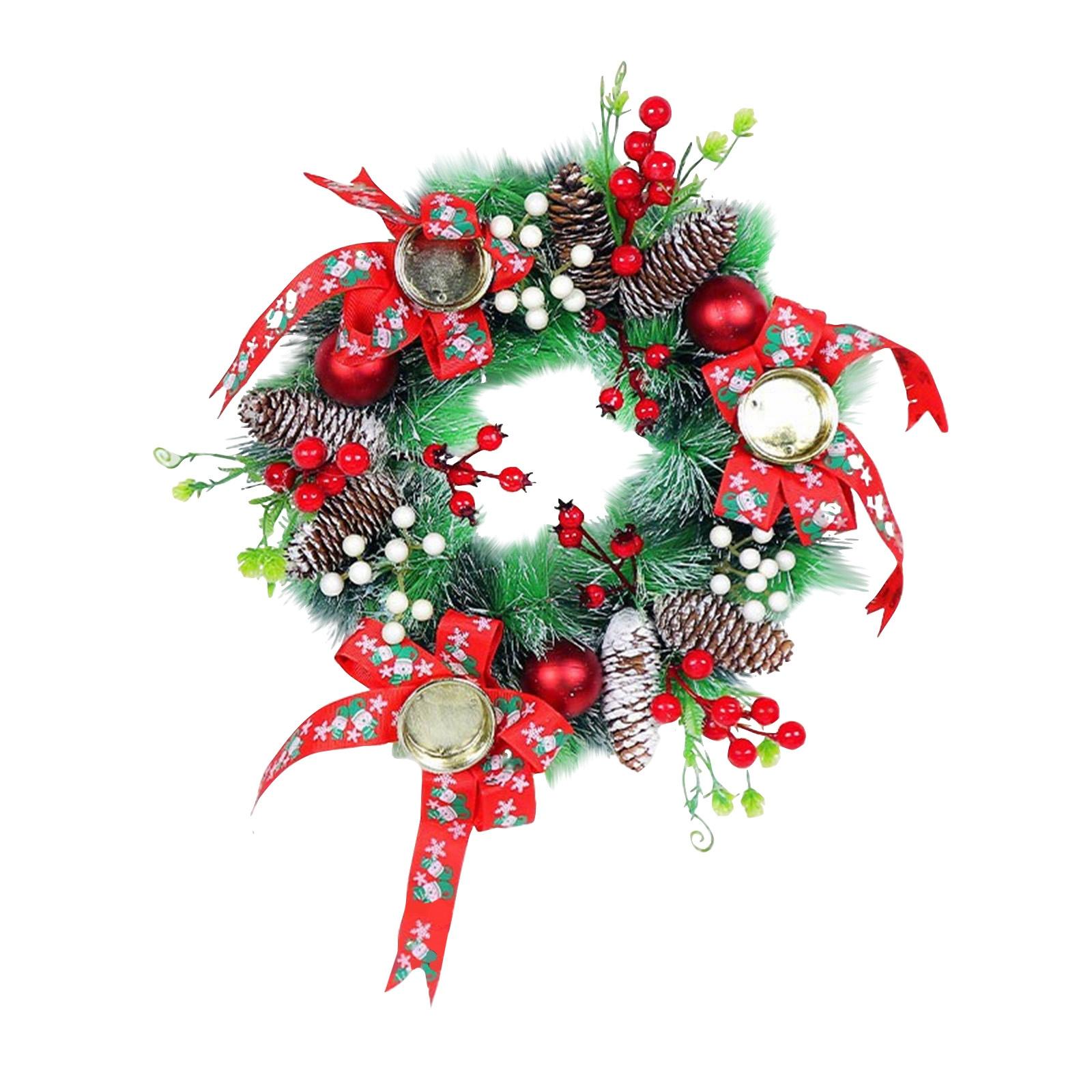 

Christmas Wreath Candlestick Ornaments, Simulated Wreath Candlestick Desktop Decorations And Wall Hangers белый