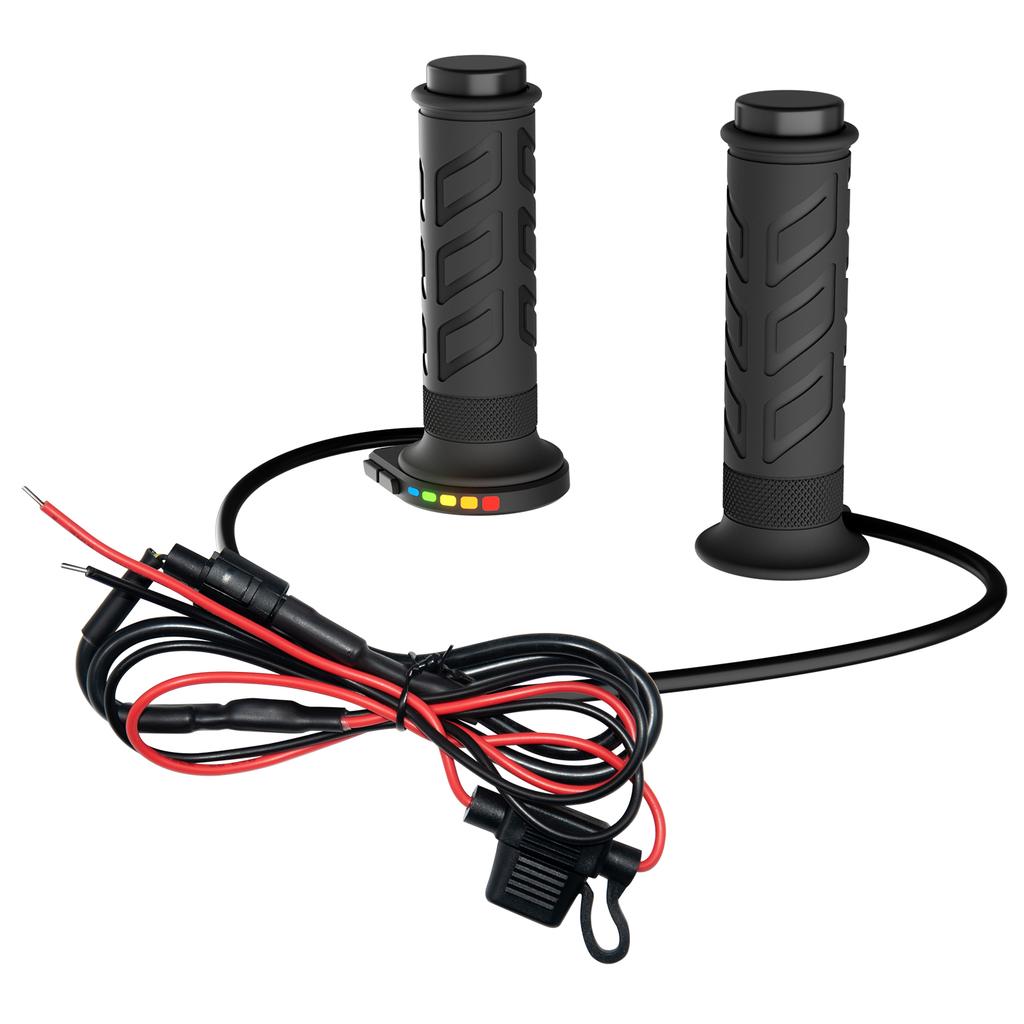 LED Heated Handle Grips with Memory Feature Universal Motorcycle Electric Bike Overheat Protection Warmer Handle Grip