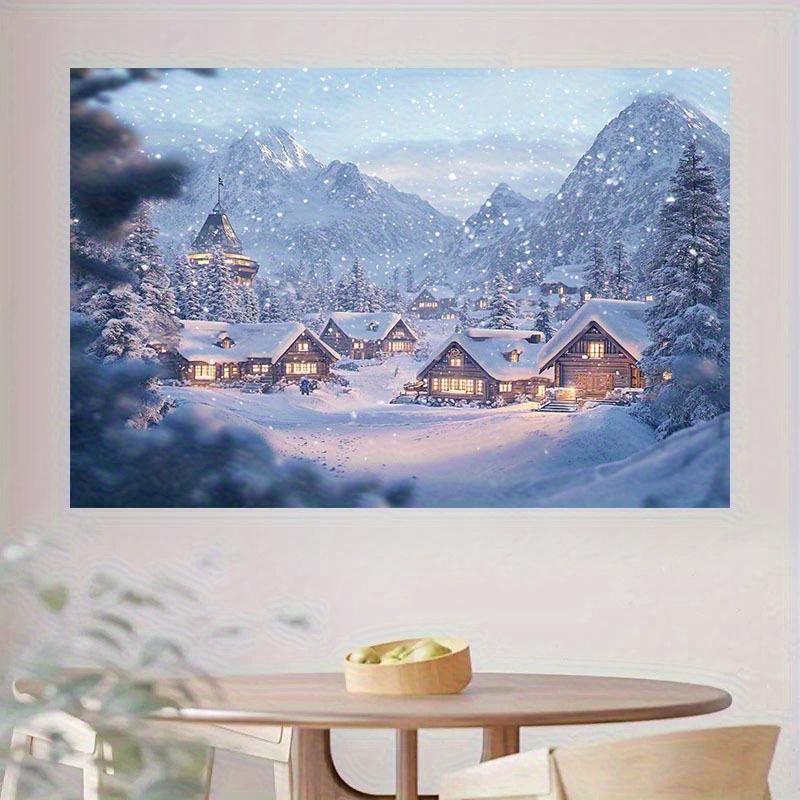 1 piece of winter snow village party background cloth - no power required home and outdoor Christmas decoration snow scenery
