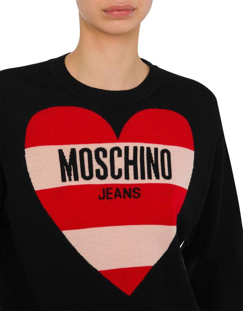 MOSCHINO Jeans Stripe Heart Wool Knit