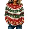 Maglione da Donna Casual a Manica Lunga con Scollo e Stampa Natalizia per le Feste