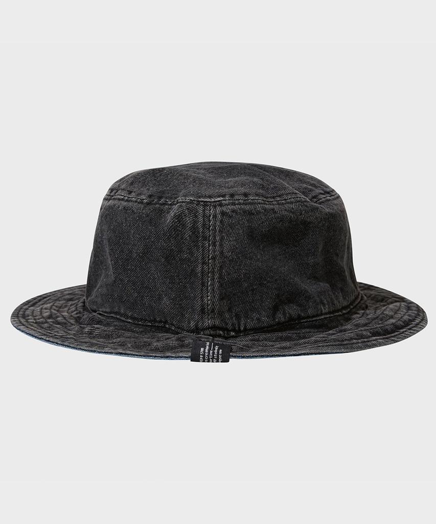 FFEFF STUDIO Vintage Washed Denim Reversible Bucket Hat (Deep Blue/Black)