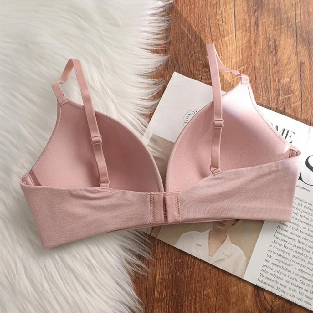 New Seamless Women's Underwear Sexy Deep V Push Up Bra Wireless Caramel Color Lingerie Adjustable Strap Comfort Brassiere