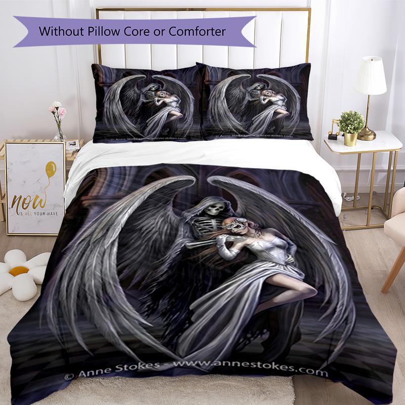 Gothic Style Bedding Set Breathable Duvet Cover with Pillowcases Decorative Bed Linen for Bedroom Home Decoration Birthday Gift