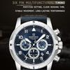 NAVIFORCE Original Men Quartz Watch Chronograph Mini Dial Calendar Date Leather Strap Luminous Hands 30m Waterproof Men Watch Gift NF8077