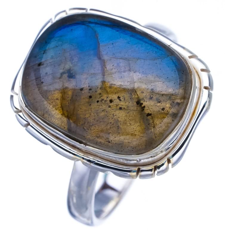 

StarGems® Natural Labradorite Handmade 925 Sterling Silver Ring 8.75 F2633