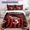 Ac Milan Tilpas dit navn Sengetøjssæt Åndbart Dynebetræk med Puder til Hjemmet Dekoration Fødselsdagsgave