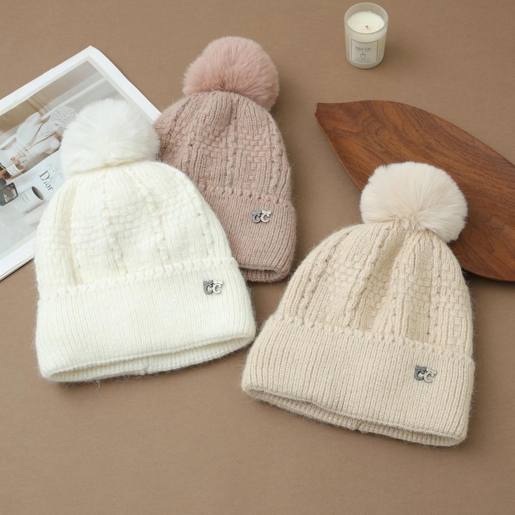 Hat Women's Winter Cycling Fleece Thickened Warm Wool Hat Ear Protector Knitted Hat
