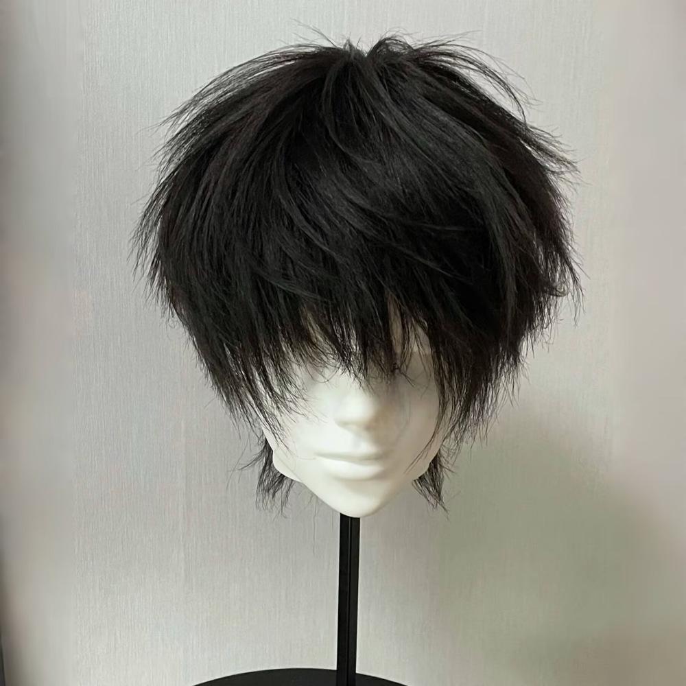 Universal Cosplay Short Straight Wig with Bangs - Realistic Lightweight Anime-Style for Students