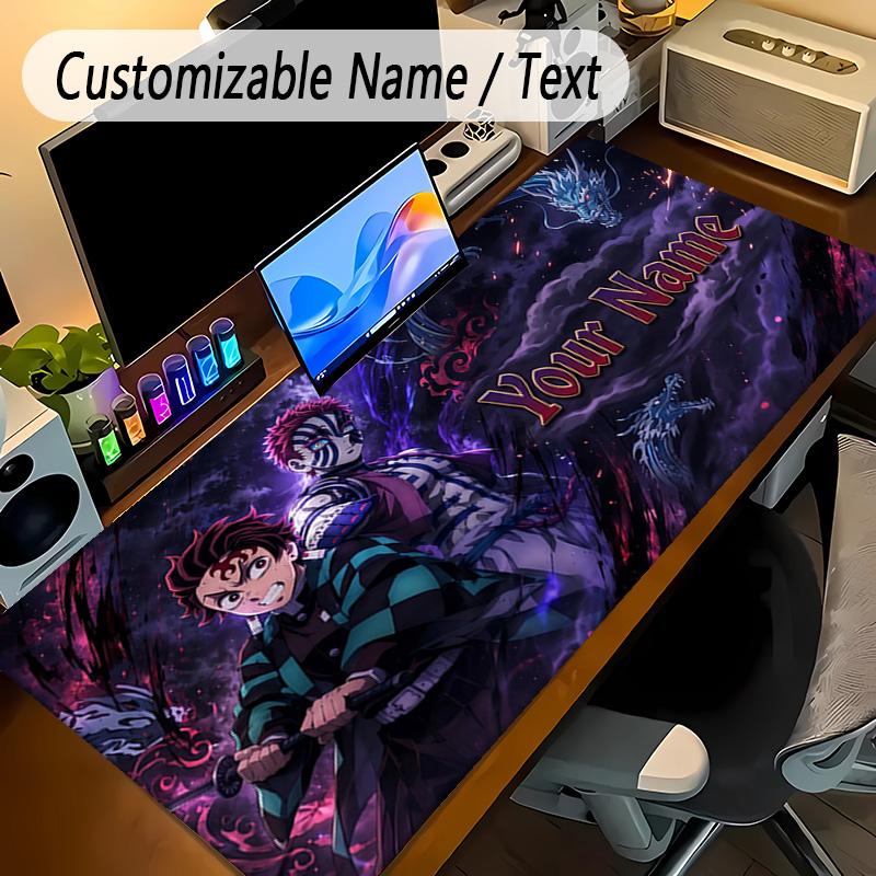 Large Mouse PadDemon Slayer Custom Name Text Personalized Desk Mat Non Slip Gaming Pad