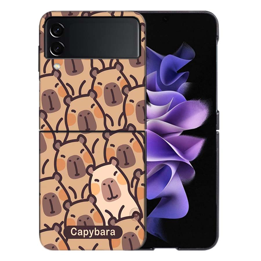 Cute Cartoon Capybara Coque For Samsung Z Flip7 6 Galaxy Case Shockproof Z Flip5 Z Flip3 4 5G Hard Cover Phone TPU PC Hard Fund