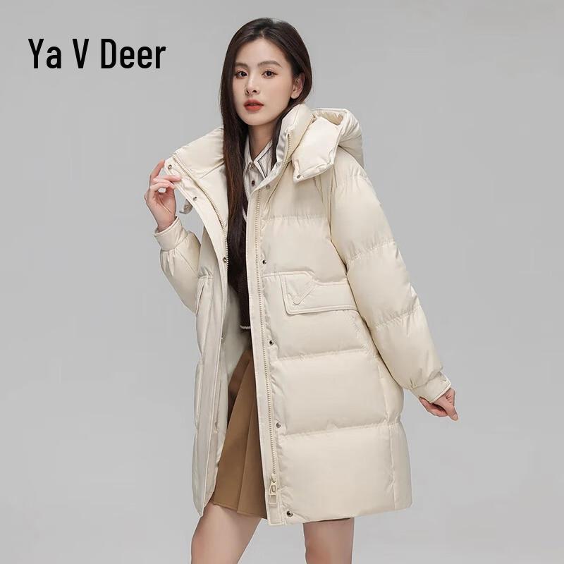Yalu 2025 Winter Women's Mid-Length Hooded Down Jacket