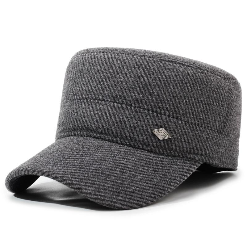 

Осенне-зимняя мужская шляпа для среднего и пожилого возраста, шляпа с плоским верхом, защита ушей, теплая шляпа