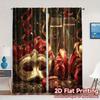 Flat Printing Curtains Without Rod Festive Masquerade Chic Versatile Polyester Fabric Semi Sheer Set Of 2 Made