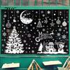 Decorative Glass Clings 9Pcs Christmas Winter Window Cling, Snowman Snowflake Tree Static Decals Sticker, Removable Double-sided Decor Sticker
