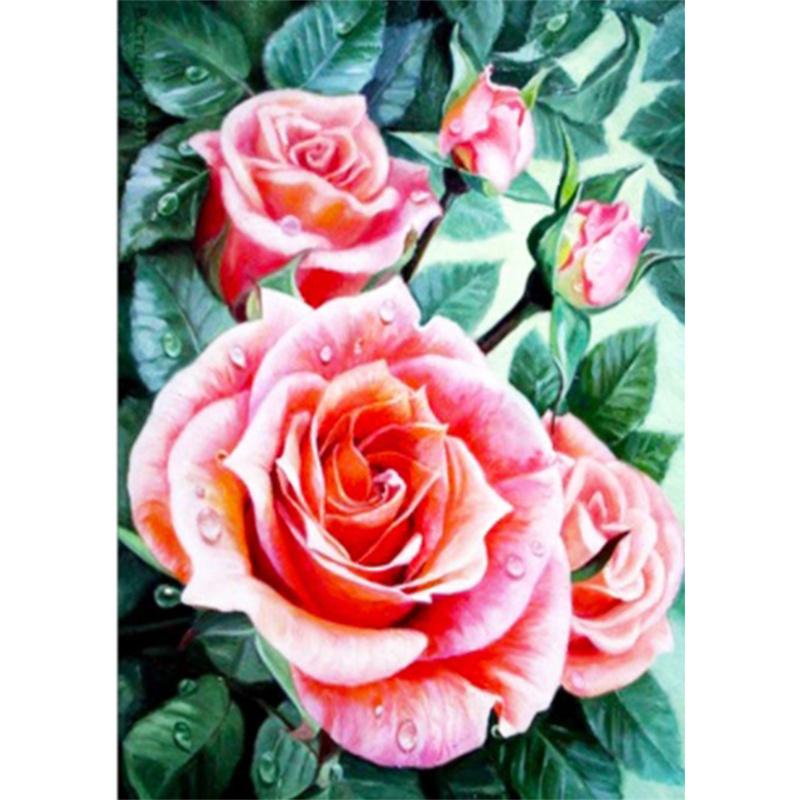 Pictură cu diamant DIY 5D, flori colorate, broderie cu diamante, kit cu punct de cruce, mozaic cu strasuri, decor pentru acasă