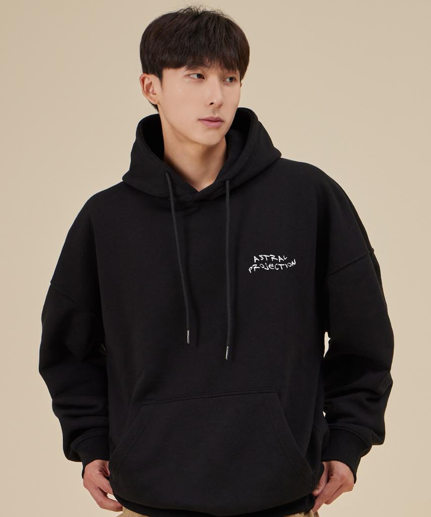 Whale Oversized Wide Shoulder Hoodie_Black