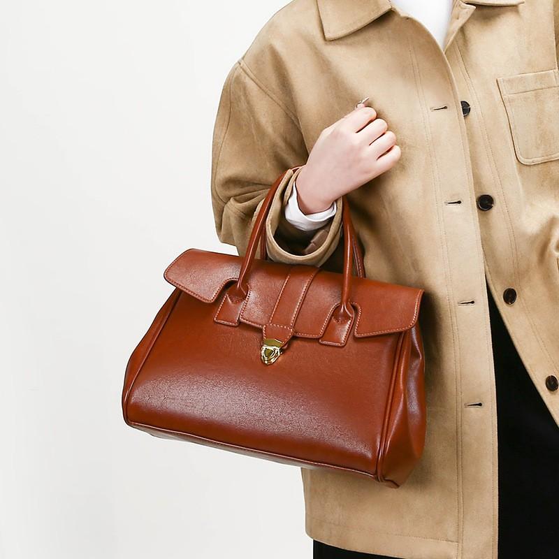 Large Capacity Tote Bag Women Stylish Everyday Shoulder PU Leather Zip Multi-Compartment Organizer