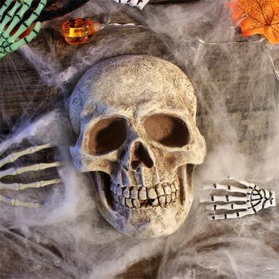 Halloween Skull Figurine Firepit Decoration Spooky Pumpkin Ceramics Statue Sculpture Indoor Outdoor Garden Home Office Desktop Ornament