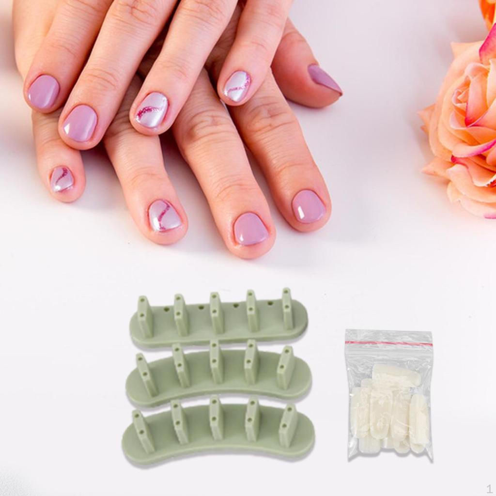 3 Pieces Acrylic Nail Art Display Stand Practice Holder, DIY Training Tools with 10 False