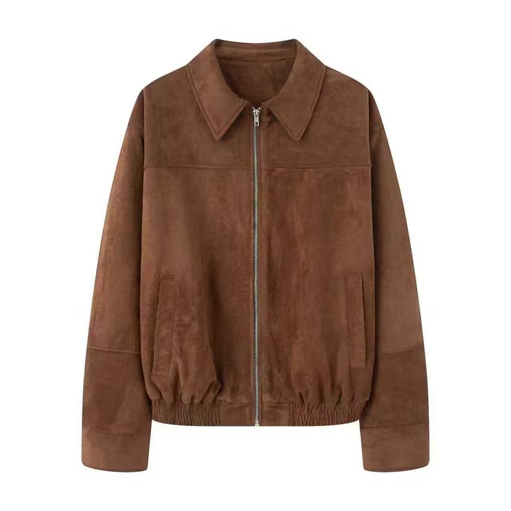 Women's Solid Color Long Sleeved Zipper Casual Top Jacket Jacket