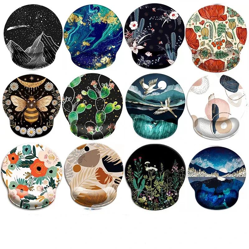 Flowers Natural Design Mouse Pad Wrist Ergonomic Soft Anti-Slip Wrist Rest Support Mat Computer Mouse Pad For Office