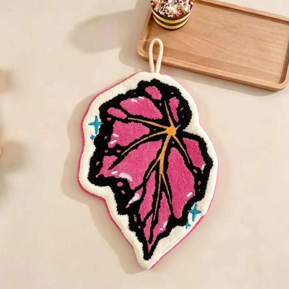 Soft Leaf Hand Towel Hanging Kitchen Handkerchief Portable Cleaning Towel for Bathroom Kitchen