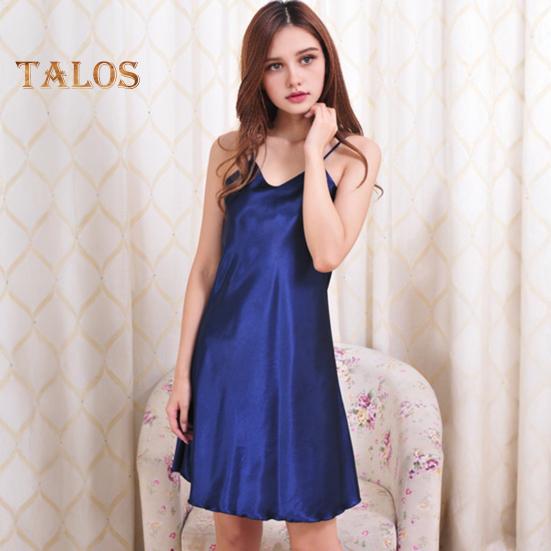 Femeii satin chemises cămașă de noapte sexy mătăsoasă slip Sleepwear spaghete curea mini rochie de noapte de vară fără mâneci V-neck pijamale de noapte