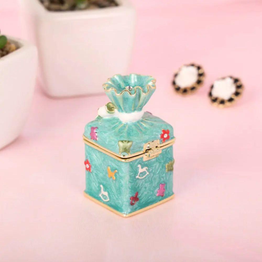 Pink Candy Jewelry Box Enamel Color Trinket Box Storage Container Candy Canister  For Necklaces