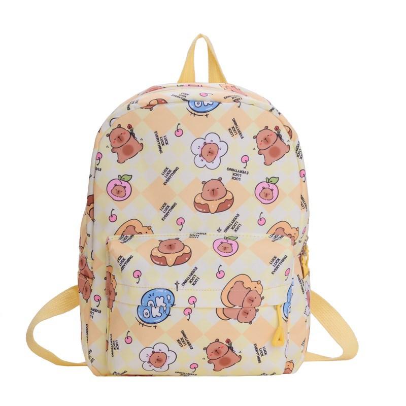 School bag cartoon cute bag kapibara printed children's school bag boys and girls casual backpack tide