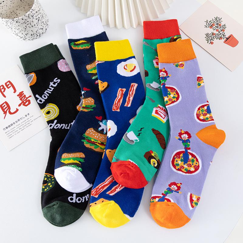 Food Series Men'S Socks Street Socks Summer Men'S Cotton Trend Socks Men'S Medium Tube Socks Men'S
