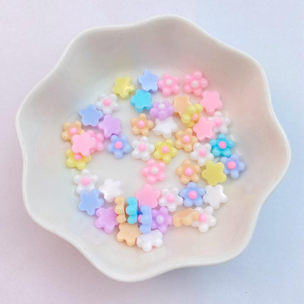 100Pcs New Cute Resin 7mm Mini Eggflower Series Flat Back Parts Embellishments For Hair Bows Accessories