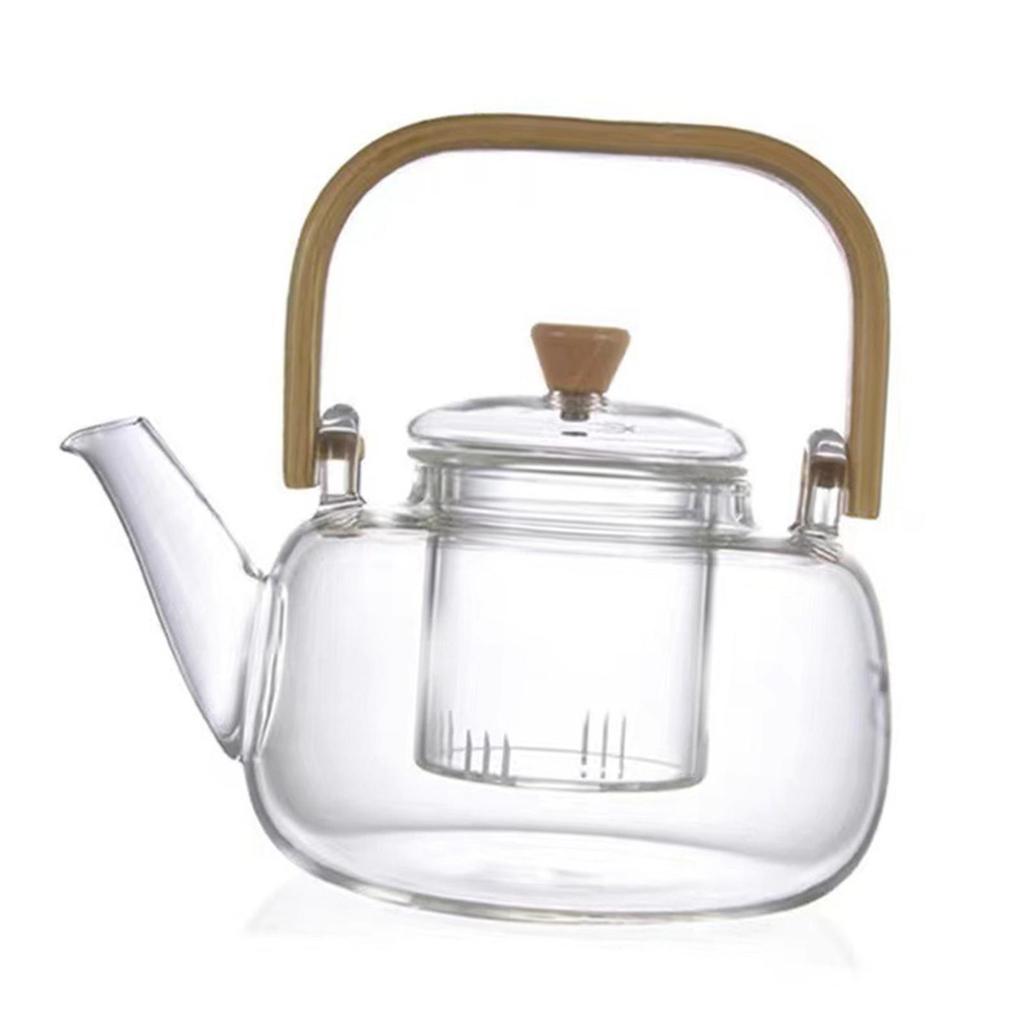 Glass Teapot Kettle with Strainer Kung Fu Tea Hand Crafted Blooming and Loose Maker for
