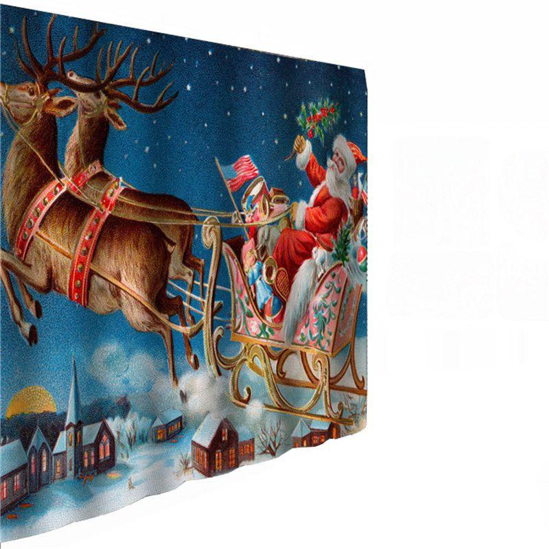 High Quality Christmas Shower Curtain And Toilet Mat Set For Elegant And Cozy Bathroom Decor