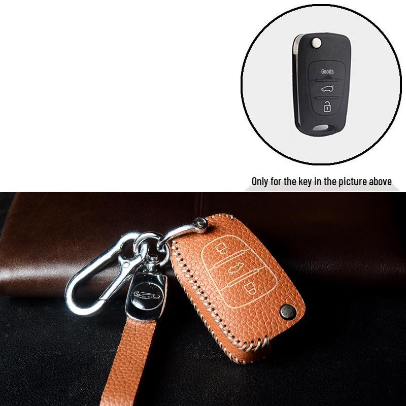 

Hyundai Smart Key Cowhide Lanyard Case for Sonata, IX35, Tucson, Elantra, Yuedong, Santa Fe