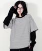 Deumakeu Layered Sleeve Boxy Fit Crew Neck T-Shirt Stripe-Ivory