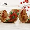Linen Ribbon for Gift Wrapping 1 Roll Burlap Christmas Tree Decor, Vintage Patterned Bows Imitation Wired Fabric DIY Crafts And Wreaths, Holiday Craft