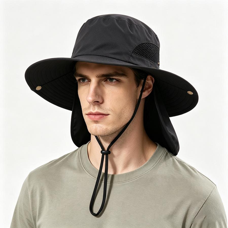 Men's summer sun hat outdoor mountaineering UV protection sun hat fishing hat shawl neck protection quick drying bucket hat