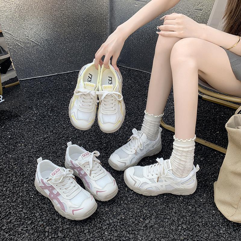 Dexun Shoes Casual Shoes Women's Summer 2025 New Single Net Breathable Sports Casual Comfortable Versatile Platform Single Shoes