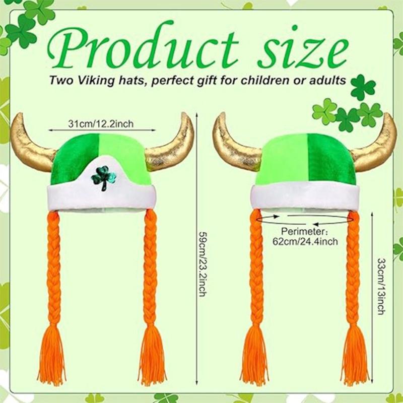 Patrick's Day Skull Caps Baenie Green Shamrocks Baenie Hat with Braid Funny Novelty Baenie Hat for Irish Party Decors
