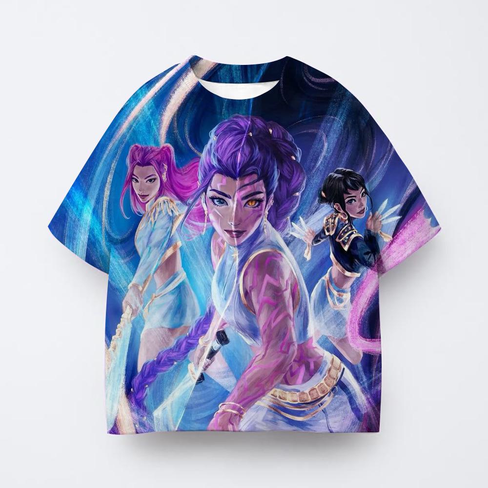 Dívčí K-popové tričko Demon Hunter s krátkým rukávem, anime dětské oblečení, značka Tiger, styl Harajuku, top tričko