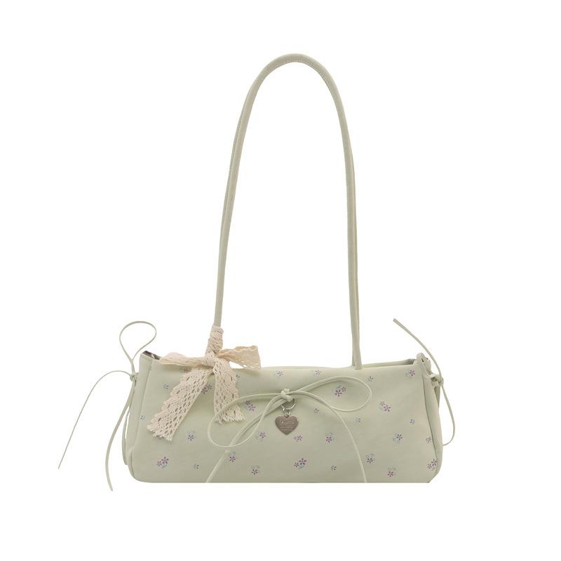 Spring and Summer Fresh Print Women's New Commuter Bow Fashion Portable Baguette Shoulder Armpit Bag