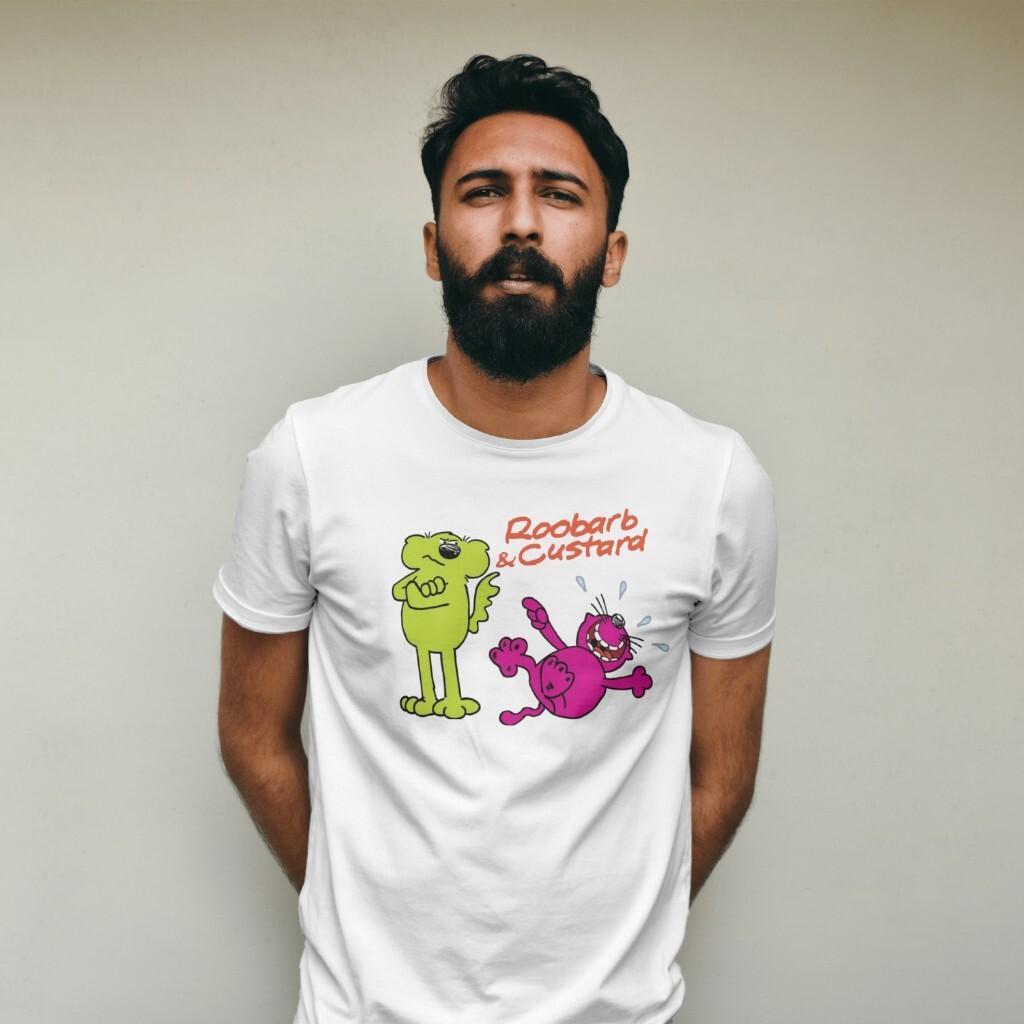 Roobarb & Custard British TV Show Cartoon Gift T Shirt Retro 70s 80s 90s Top Dog S разноцветный